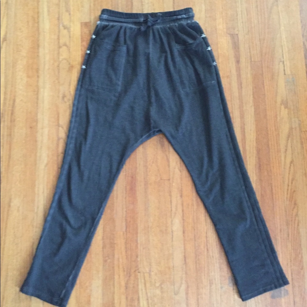 POL S Pants Cotton Fleece Harem Elastic Waist Grey - Picture 4 of 8